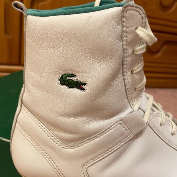 Y2K Lacoste White Leather Sneaker High Top GUC - Picture 13 of 14